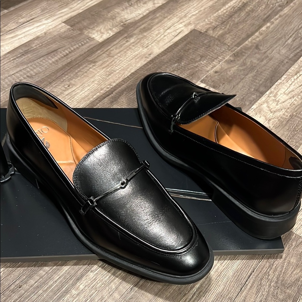 SARTO By Franco Sarto Black Leather Loafers Slip-Ons